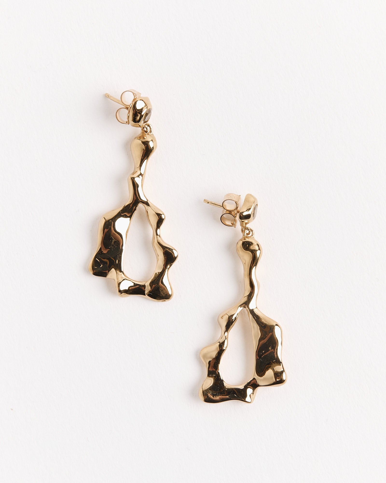 Cora Drops Earrings in Gold Plated Bronze/Green Amethyst