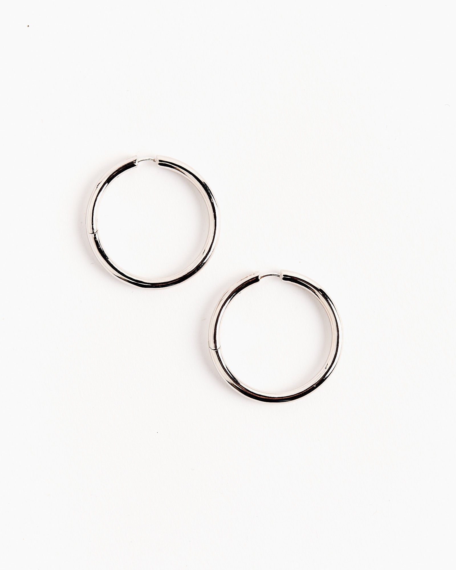 Large Seamless Hoops in Silver Tone