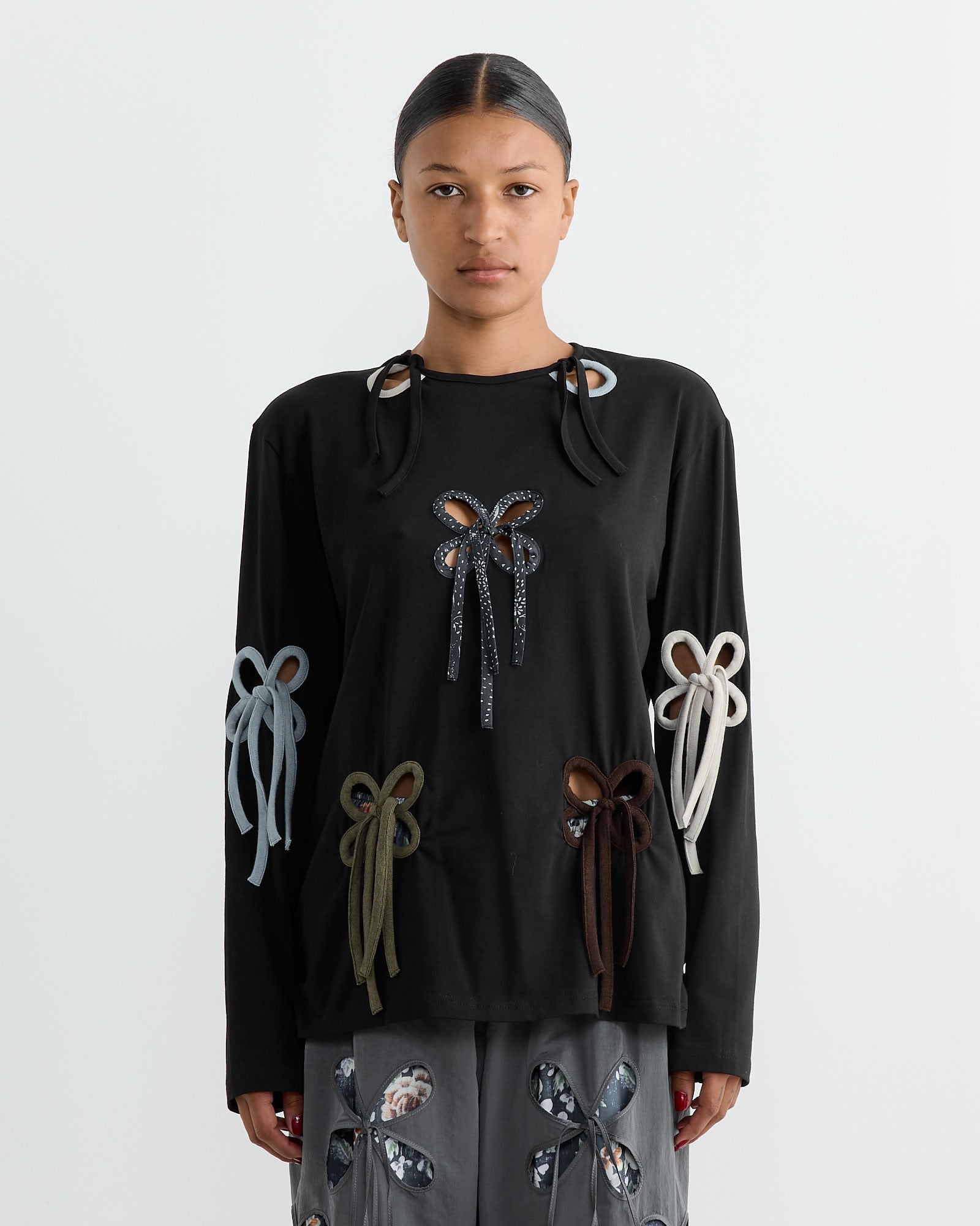 Colorful Petal Top in Black/Multicolor
