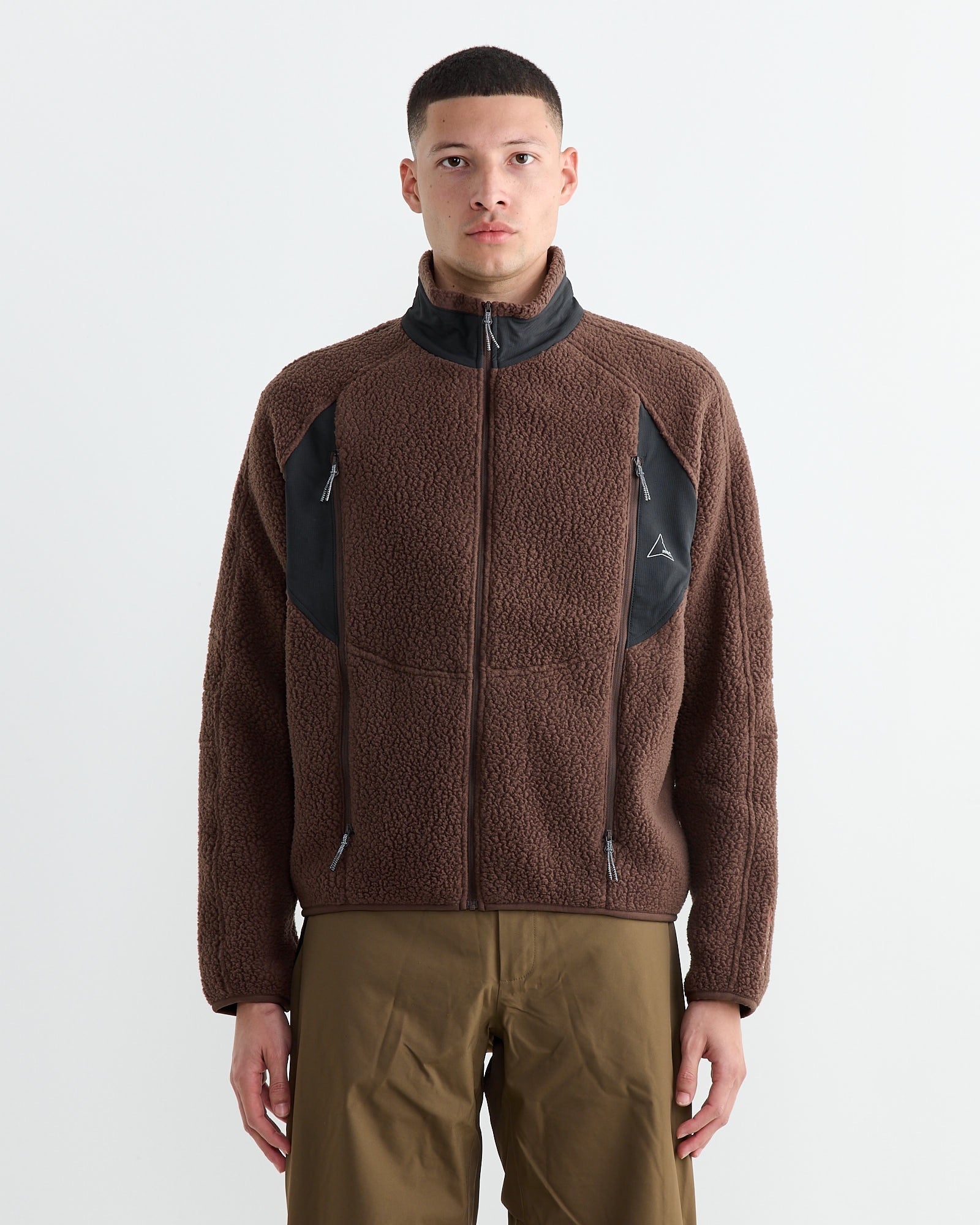 Polartec Fleece Jacket in Dark Brown/Black