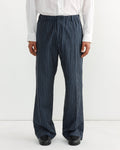 Drape Trouser in Crinkle Stripe Navy