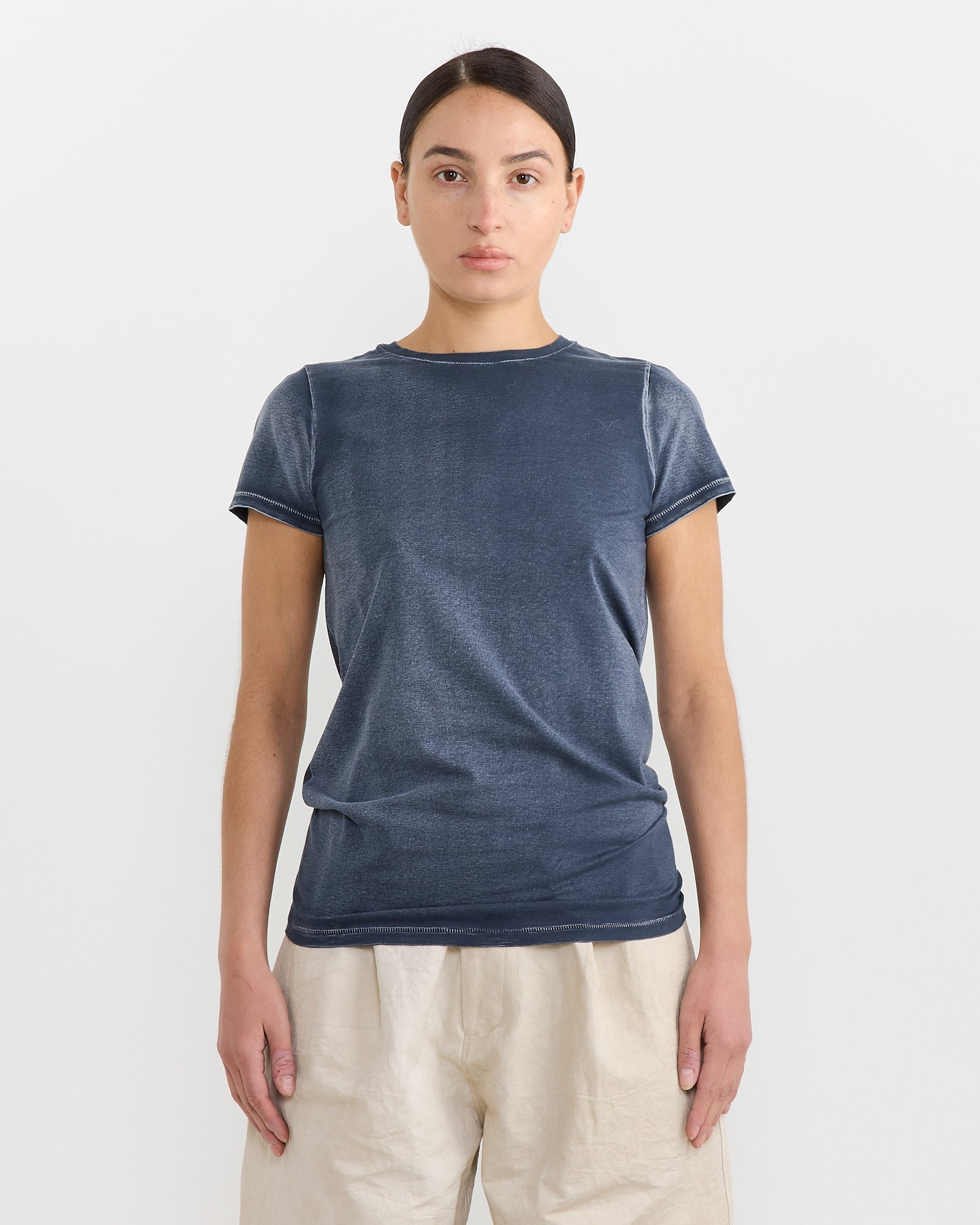 Bias Baby Tee in Indigo
