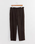 Lightweight Linen Side Buckle Trouser in Brown Black