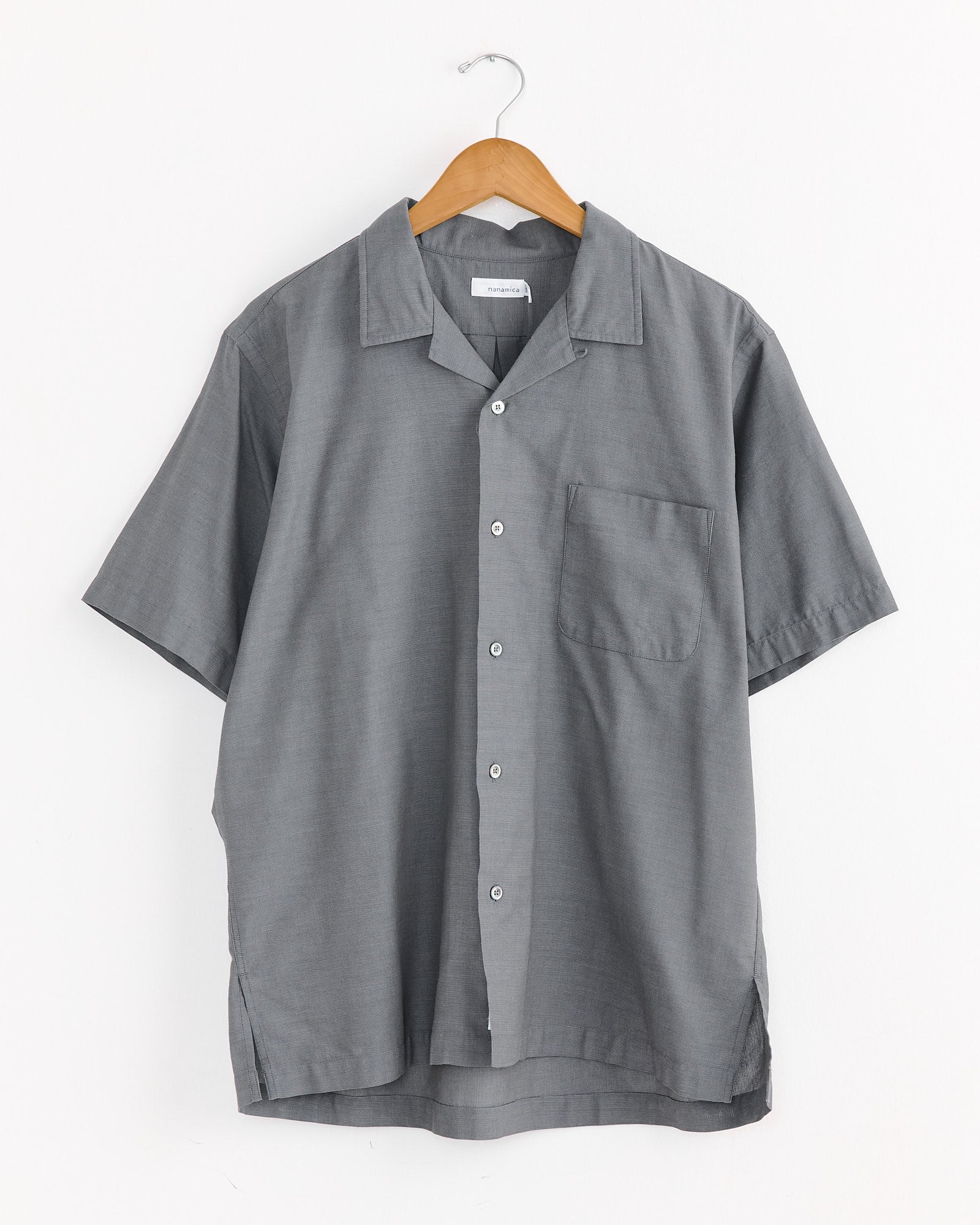 Open Collar Panama Shirt in Grey