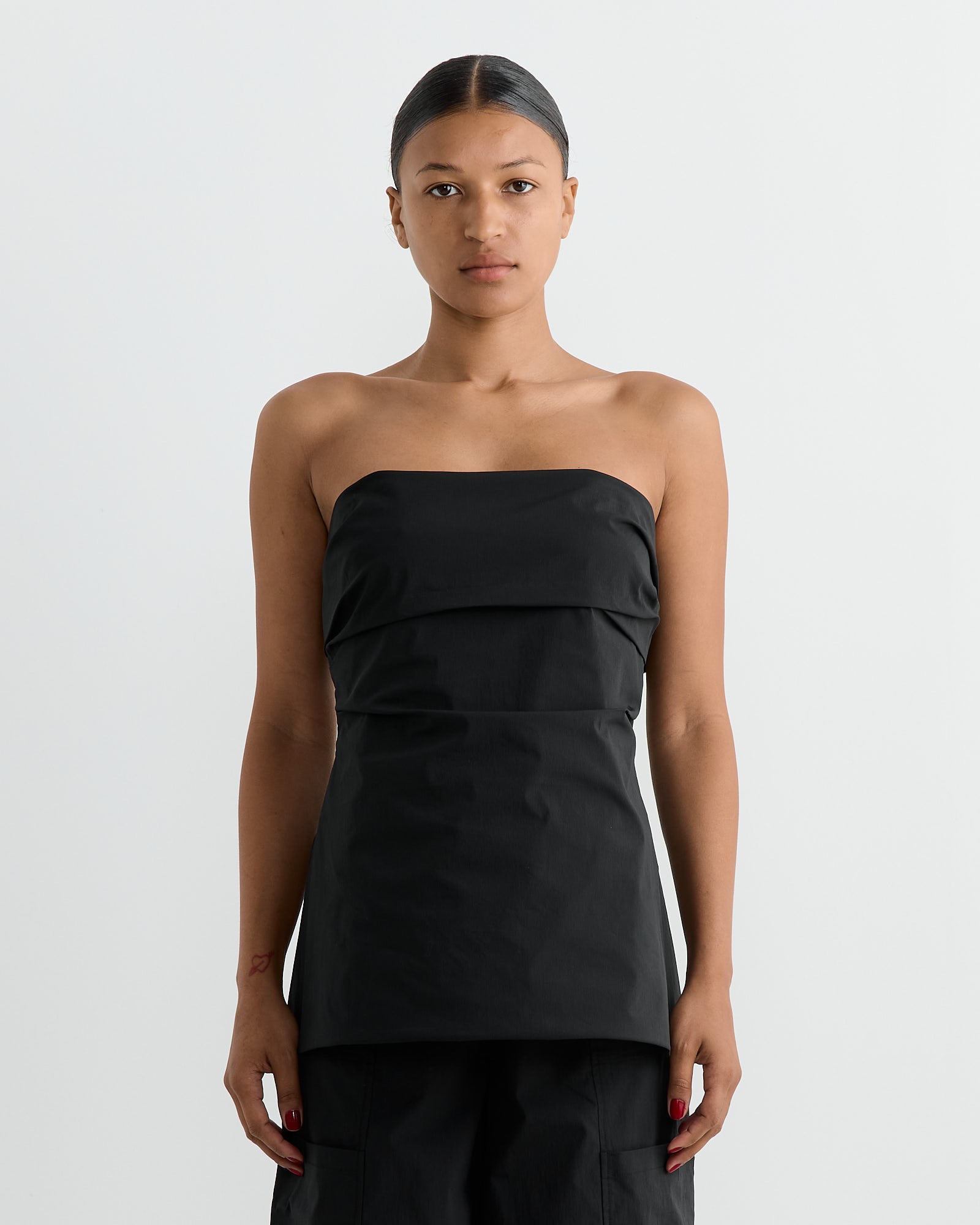 Strapless Tie Back Top in Black