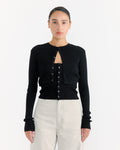 High Gauge Rib Cropped Cardigan in Black