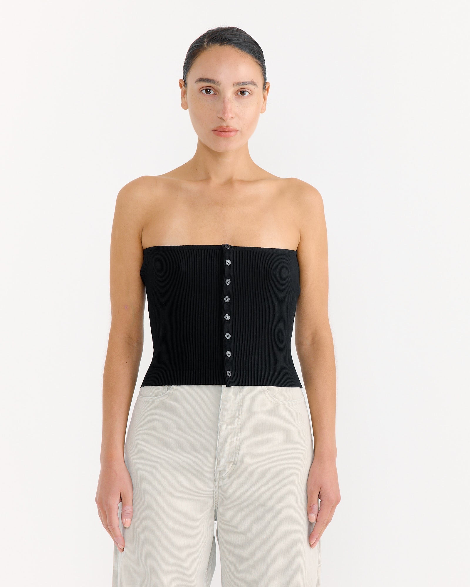 High Gauge Rib Bandeau in Black