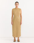 Dyed Finx Gabardine Dress in Beige