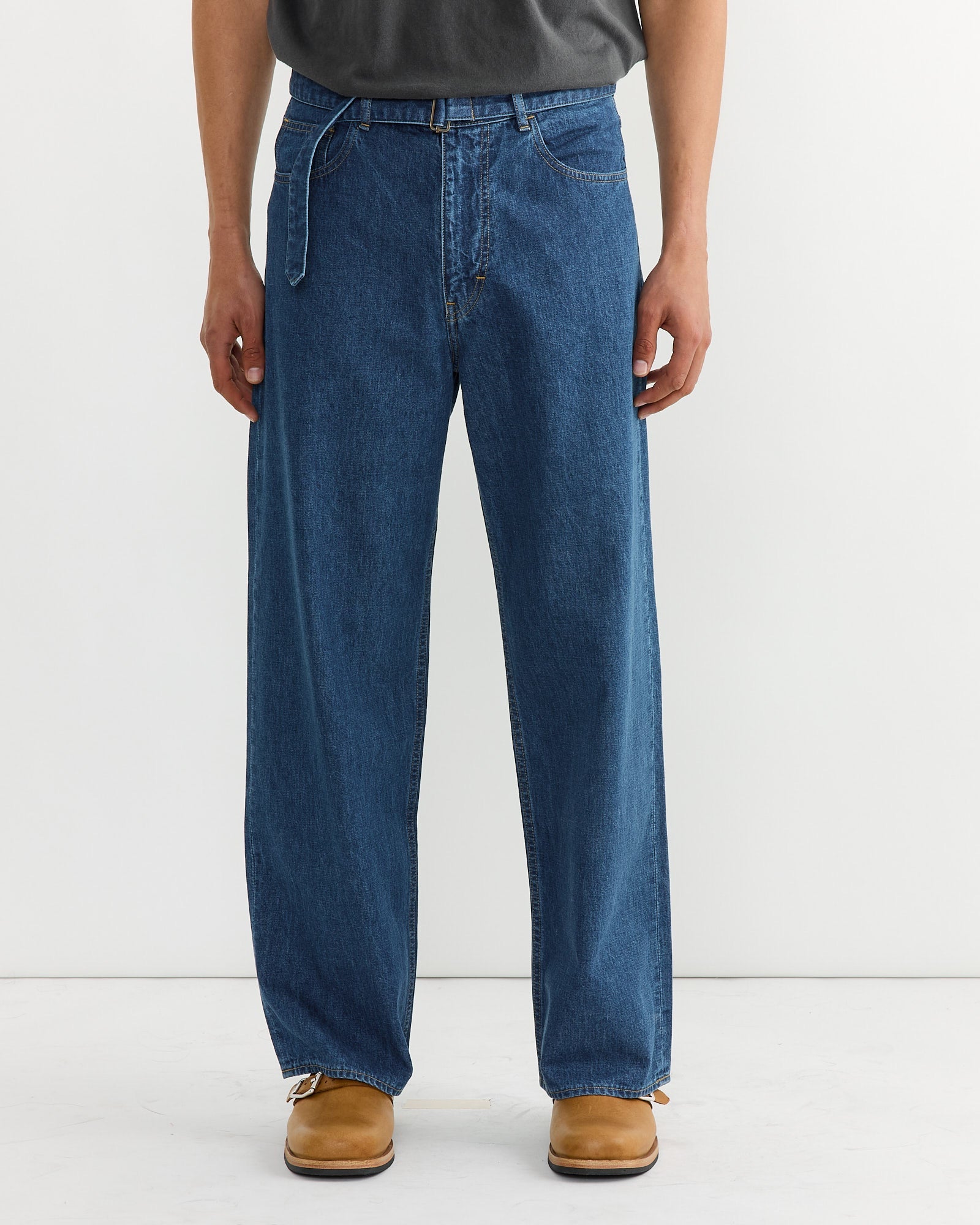 Selvedge Denim Belted Pant in Indigo