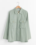 Wool Herringbone Over Shirt in Olive