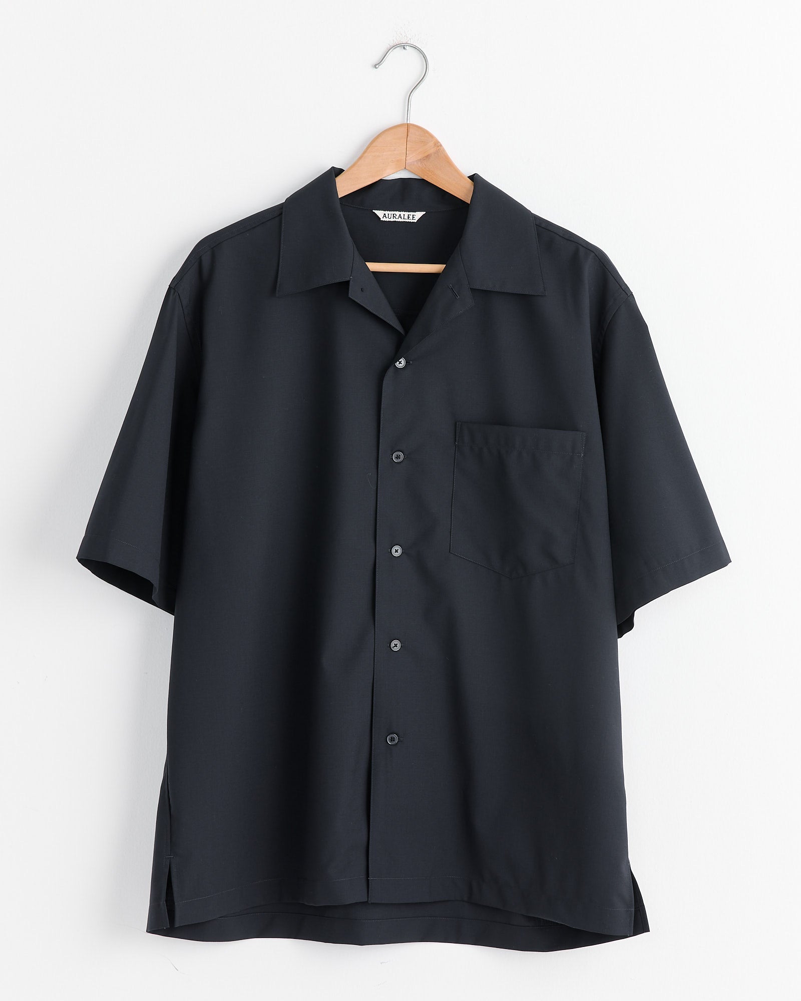 Tropical Wool Half Sleeved Shirt in Top Dark Navy