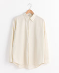 Fine Wool Stripe Shirt in Ivory