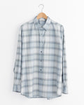 Light Wool Check Shirt in Blue Green