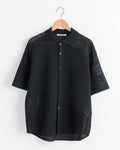 Mesh Knit Half Sleeved Shirt in Dark Navy