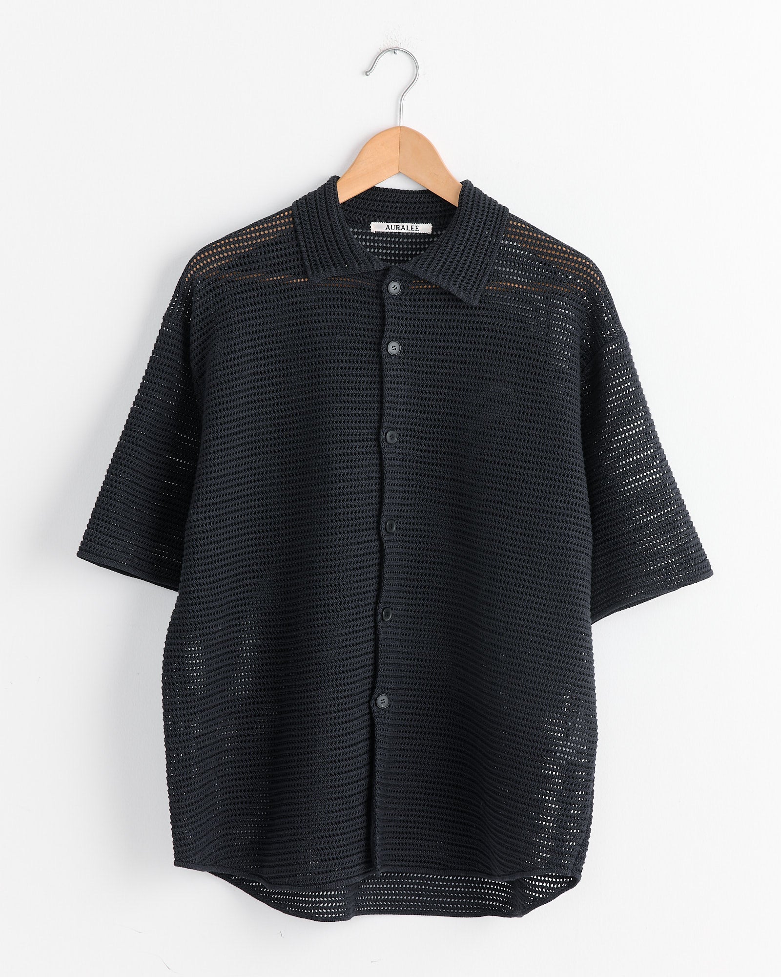 Mesh Knit Half Sleeved Shirt in Dark Navy