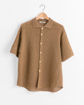 Mesh Knit Half Sleeved Shirt in Khaki Brown