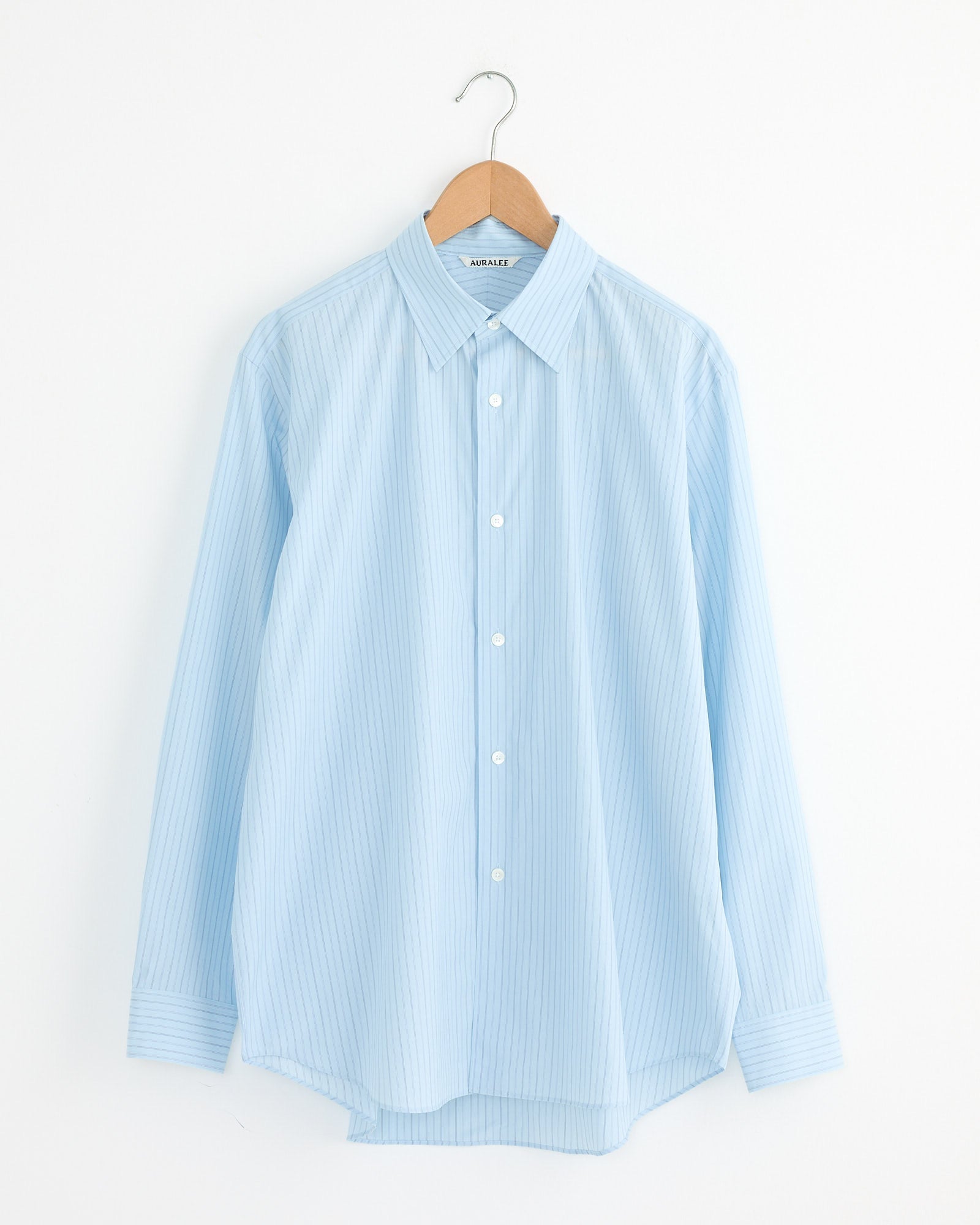Suvin High Count Cloth Stripe Shirt in Light Blue Stripe