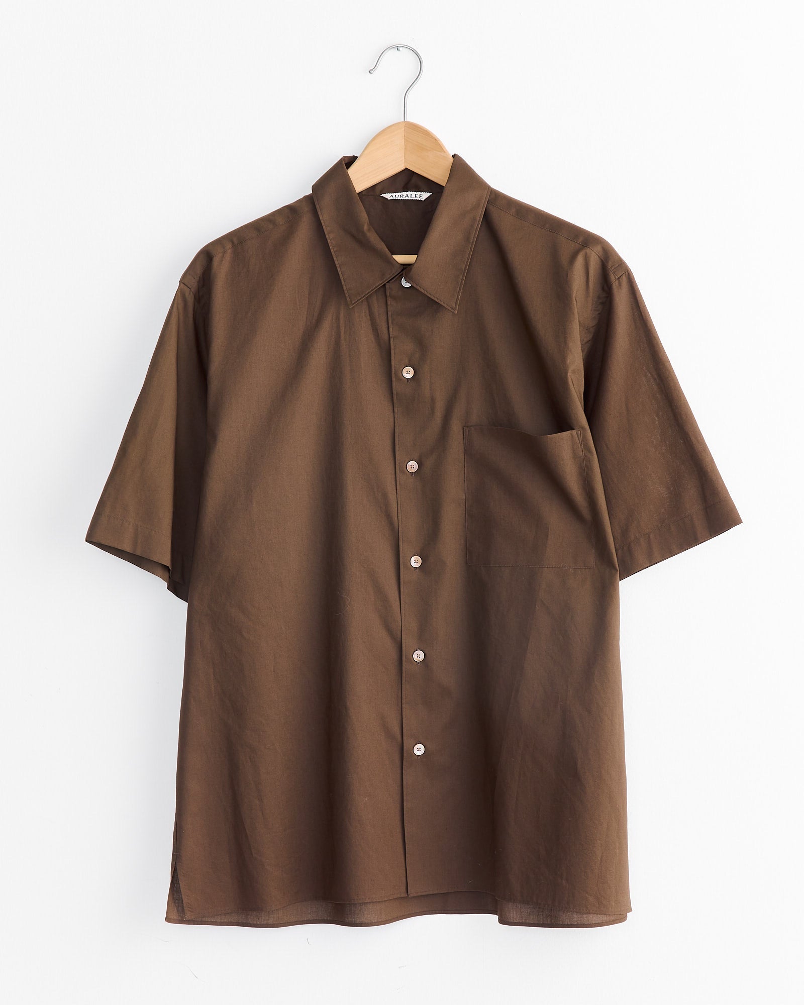 Open Collar Half Sleeved Shirt in Dark Brown
