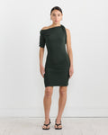 La Mini Robe Drapeado Dress in Dark Green