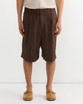 Pleated Bermuda Shorts in Brown