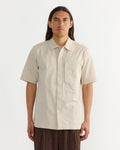 Zip Front Shirt in Beige