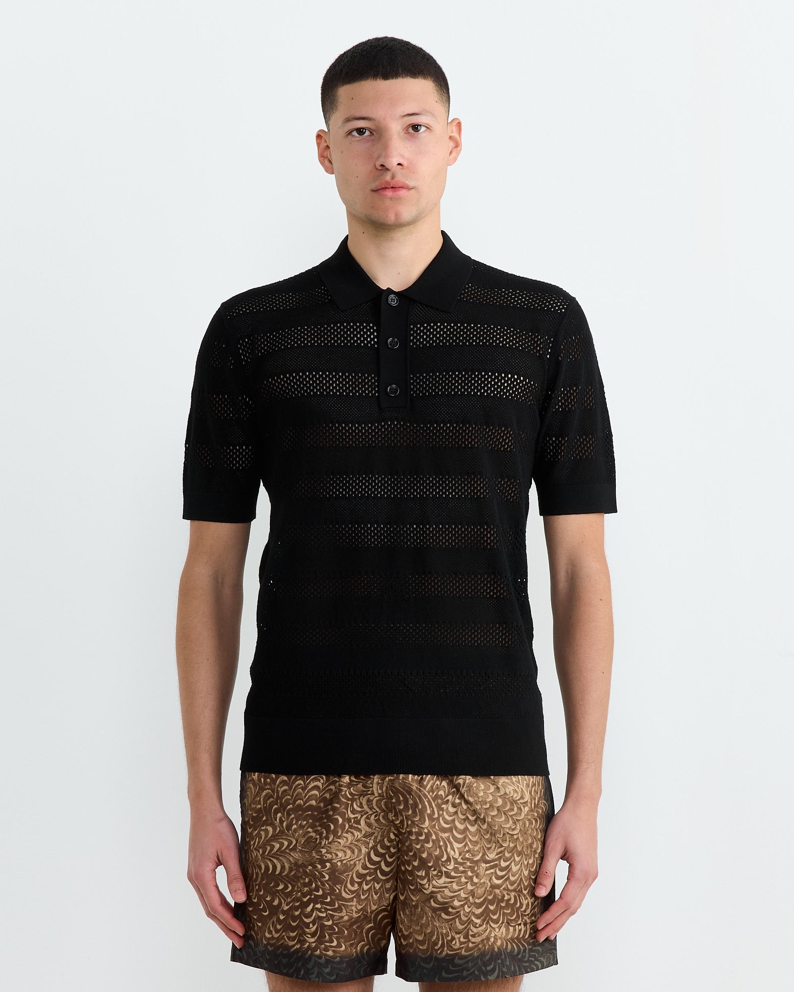 Knit Polo in Black
