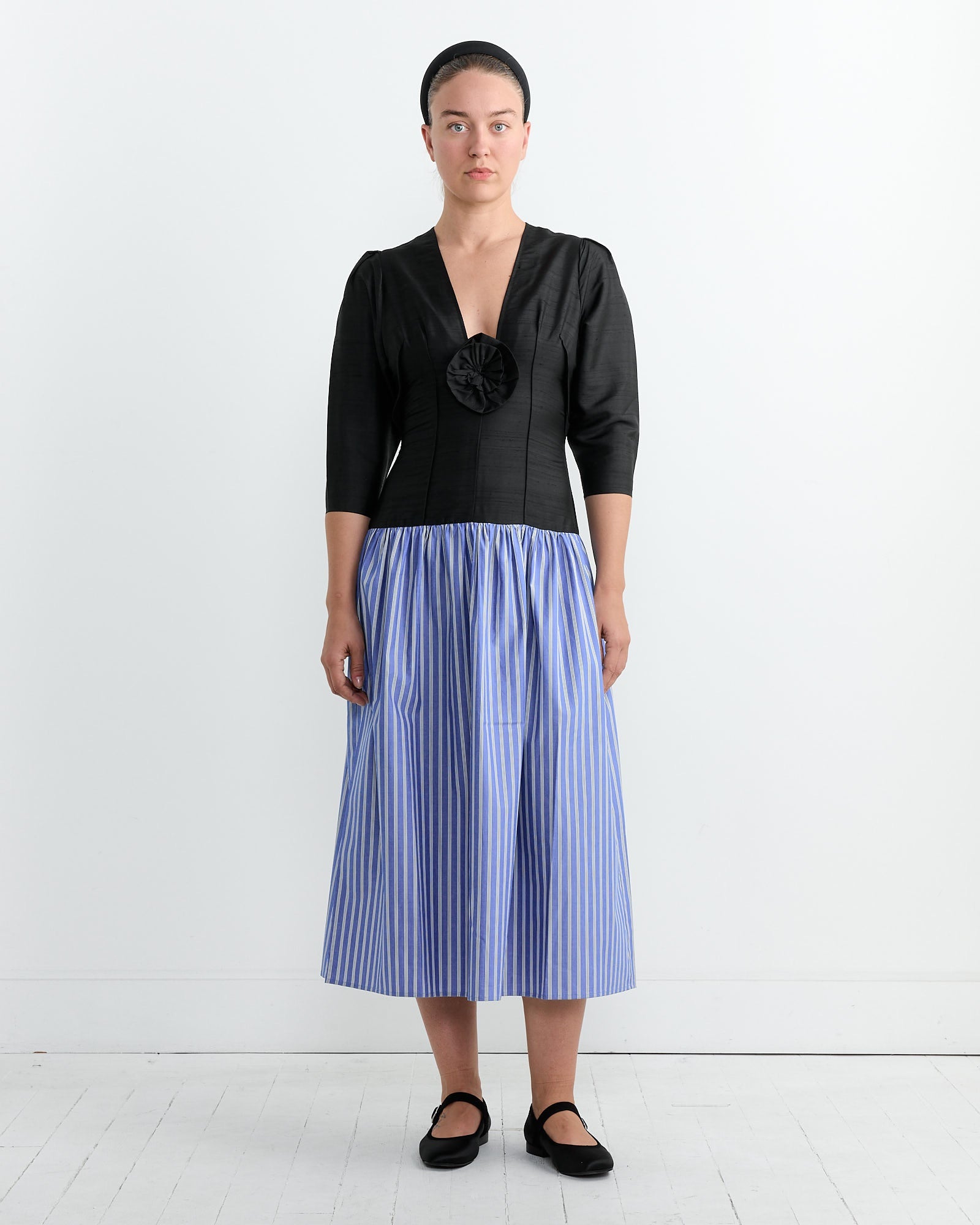 Fleur Dress in Cobalt Stripe