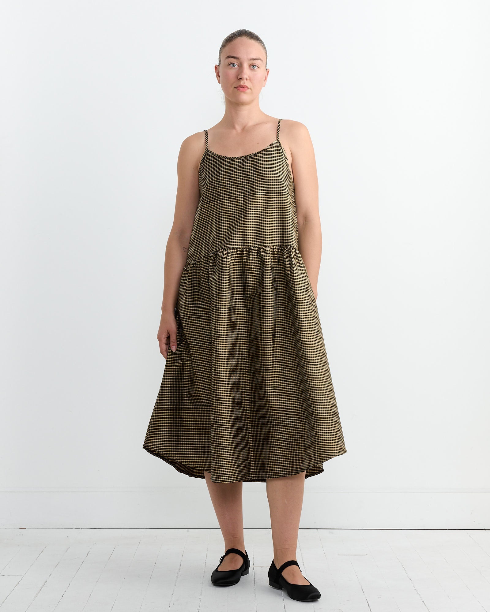 Sophie Dress in Gold Check