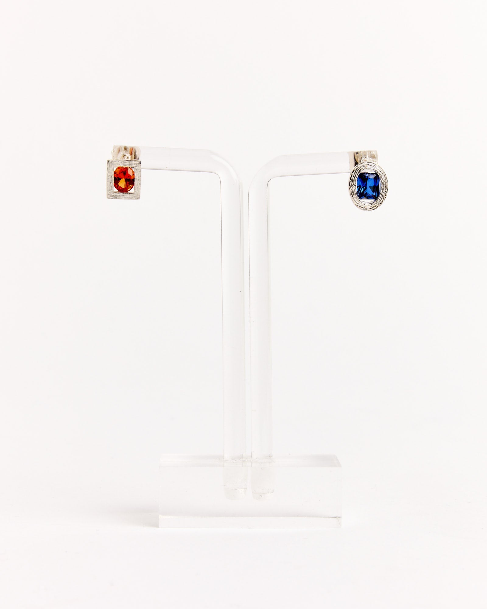 Opposite Earrings in Silver/Orange/Blue