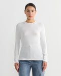 Circular Ribbed Crewneck Pullover in White