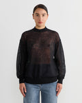 Sheer Sweater Crewneck Easy Pullover in Dark Navy