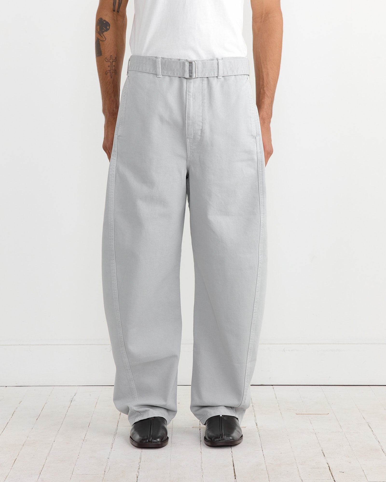 Twisted Belted Pant in Snowy Blue Grey