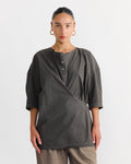 Short Sleeve Twisted Shirt in Dark Brown