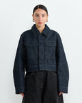 Two Pocket Cropped Jacket in Denim Indigo