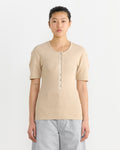 Fitted Henley in Warm Beige