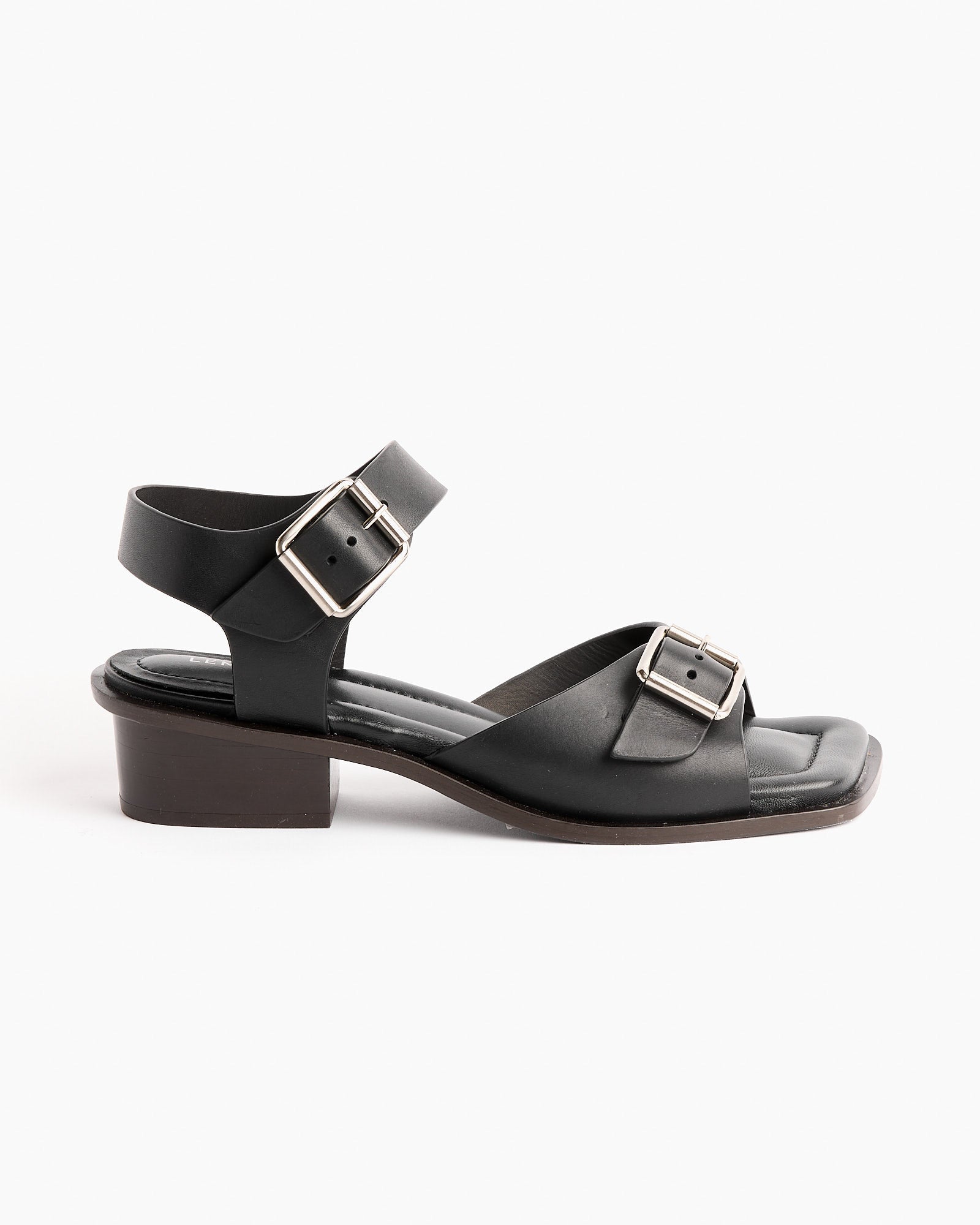 Square Heeled Sandals With Straps in Black