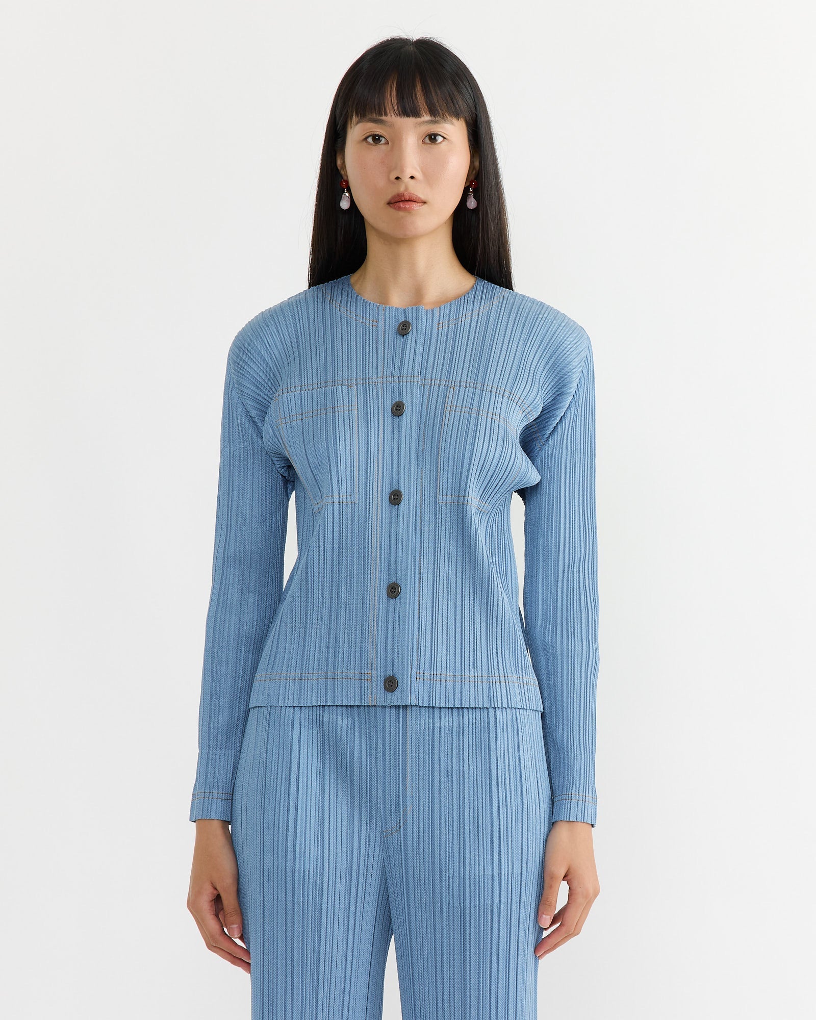 Cotton Denim Top in Light Blue