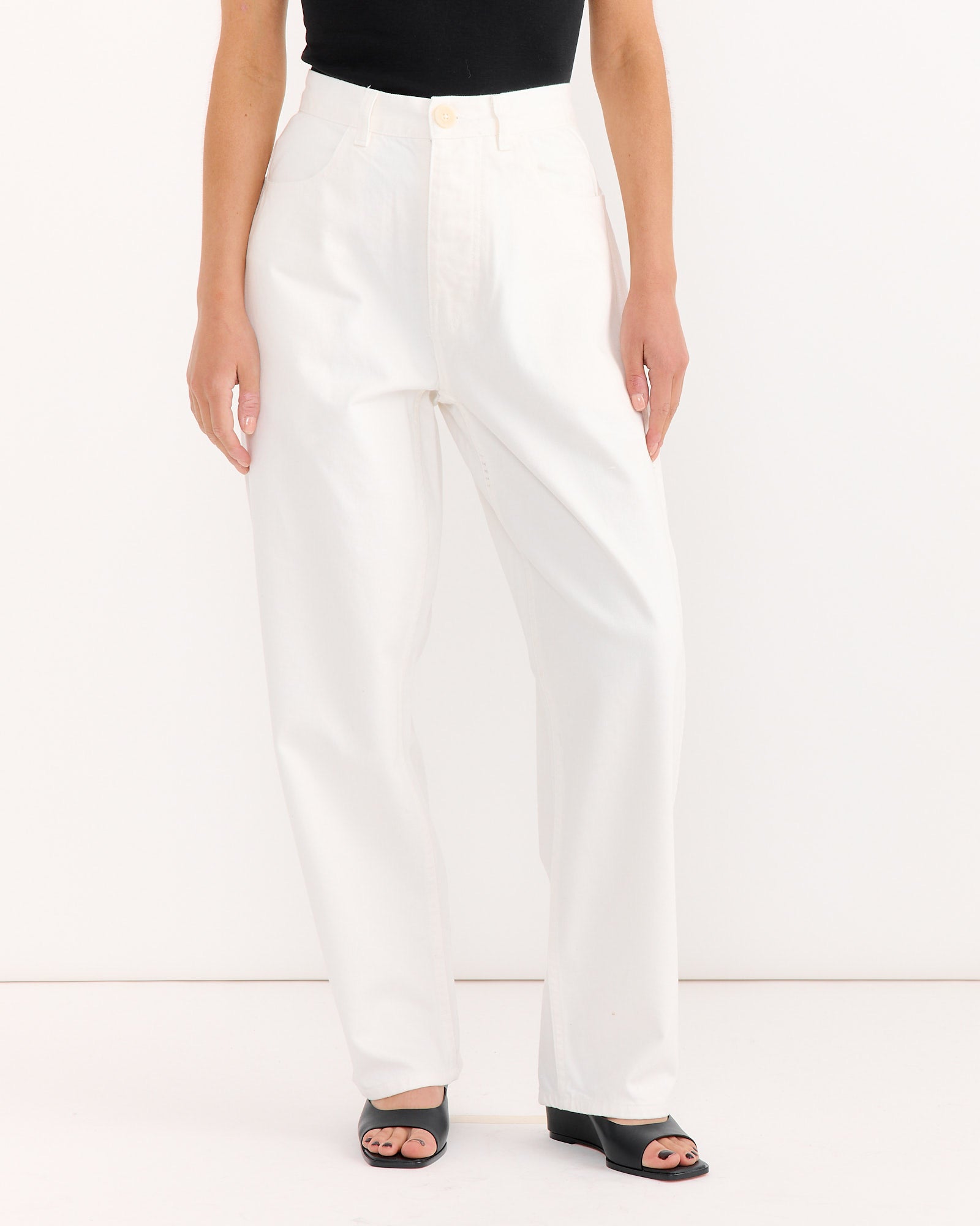 California Wide Denim in Salt White