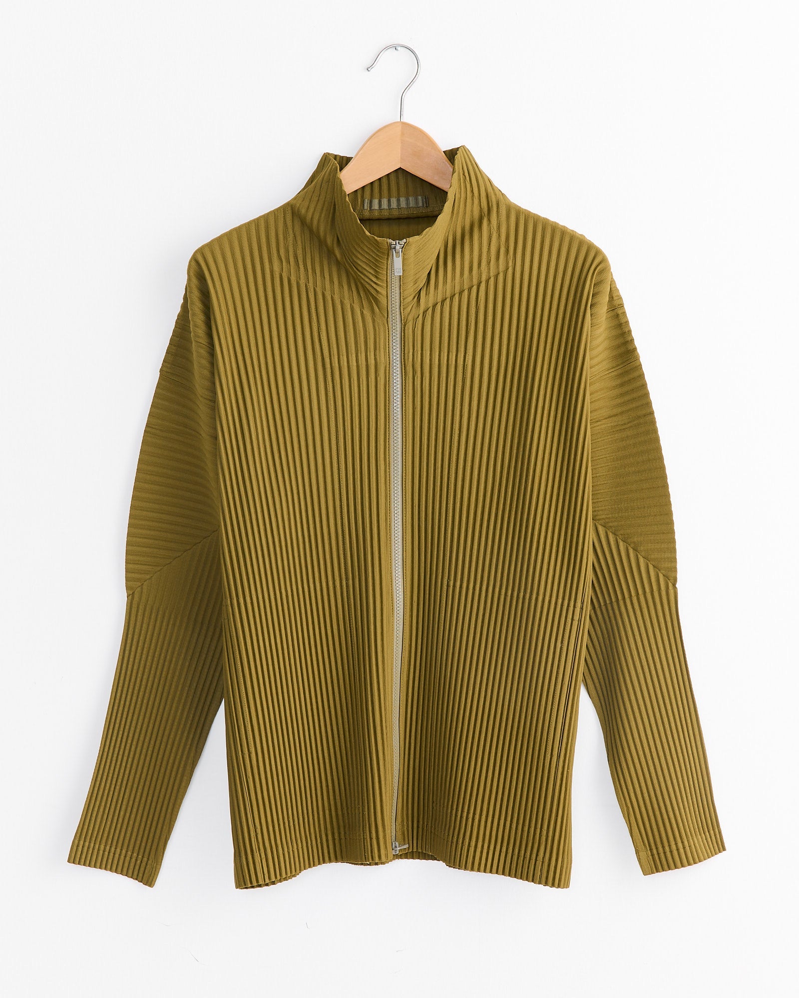 Color Pleats Jacket in Olive Khaki