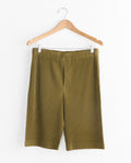 Color Pleats Short in Olive Khaki