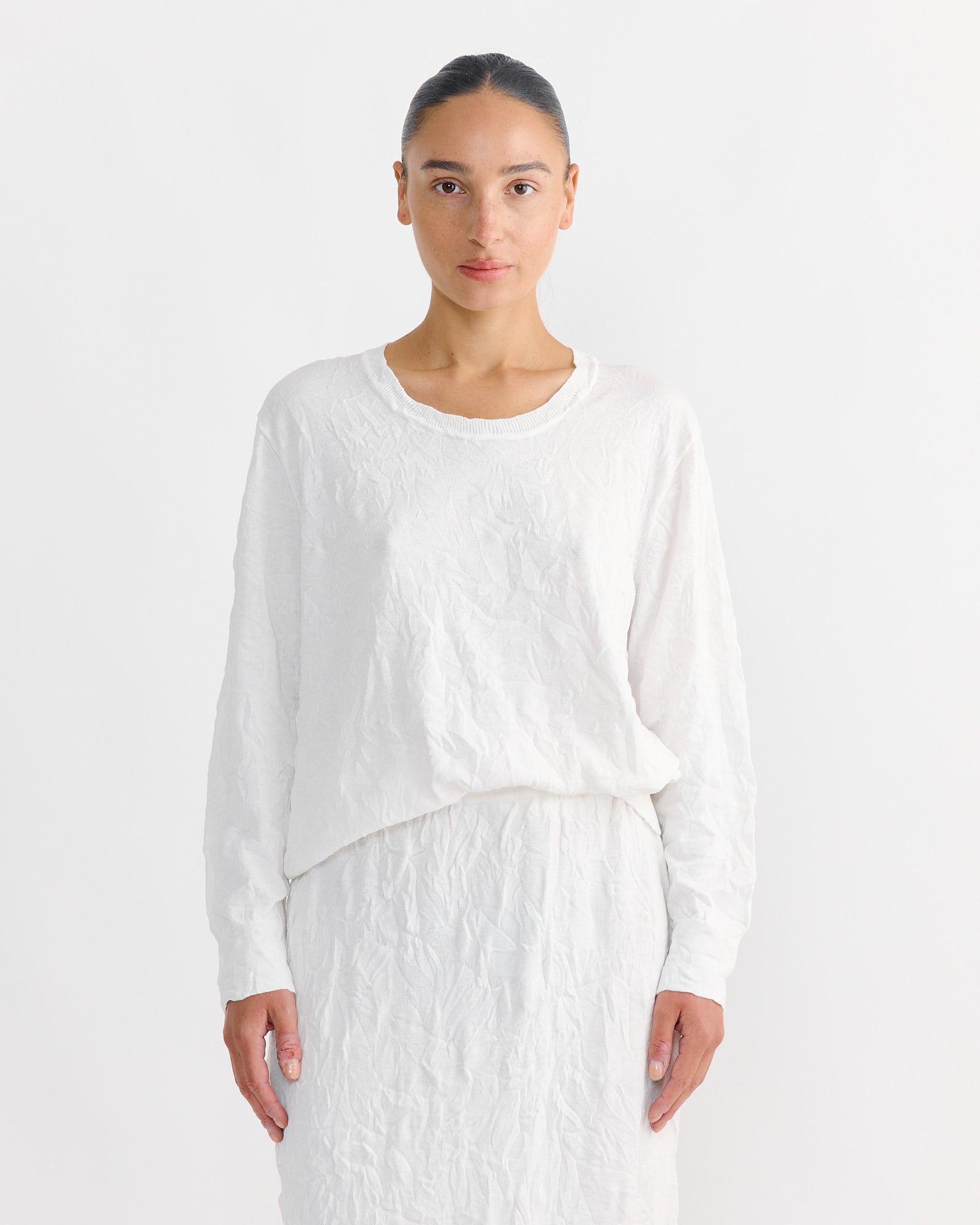 Crinkled Summer Knit in White