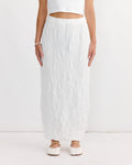 Crinkled Knit Skirt in White