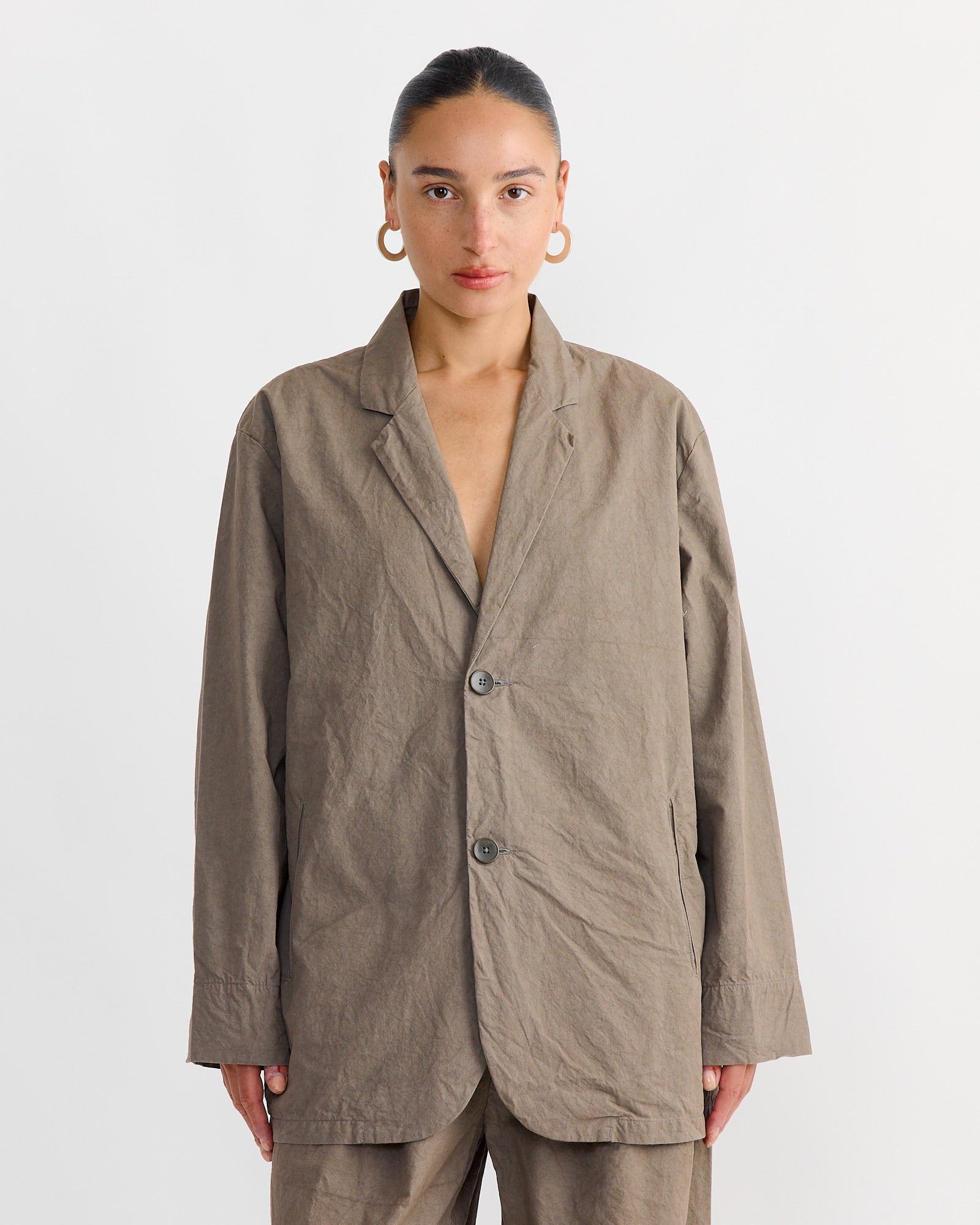 Crinkled Blazer in Mud