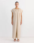 Shirred Jumpsuit in Oyster
