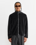 Shrunken Full Zip Polo in Phantom Stripe Velour