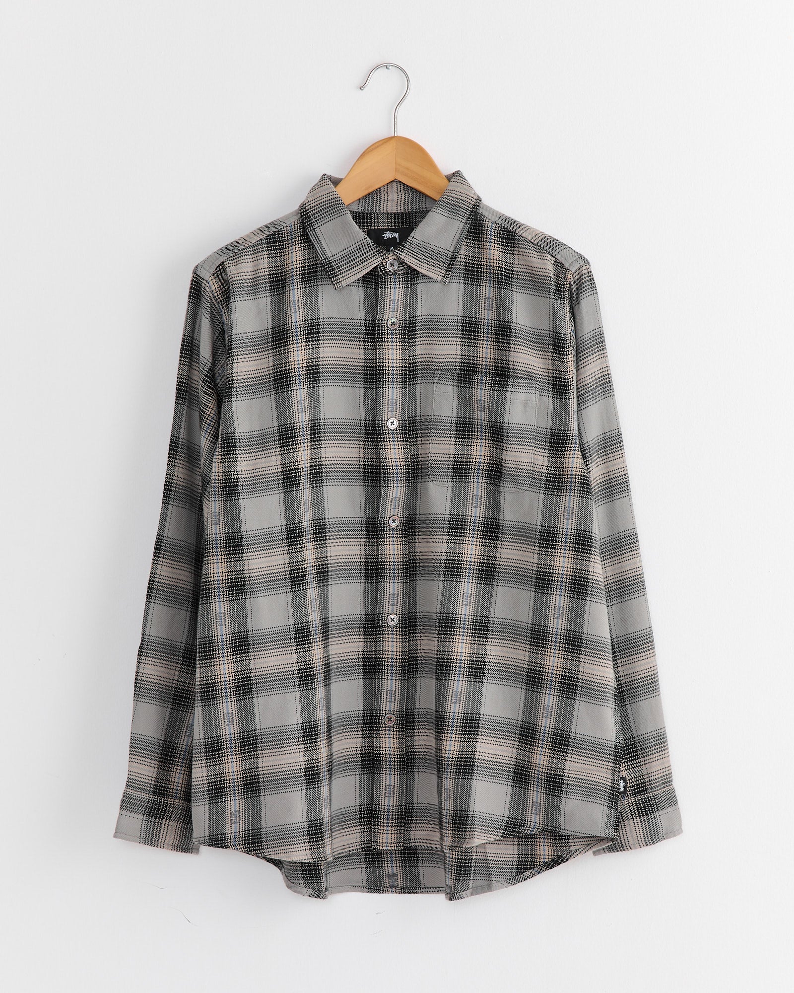 Motif Plaid Shirt in Grey