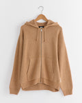 Zip Up Hooded Sweater in Camel