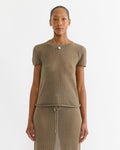 Pointelle Baby Tee in Earth