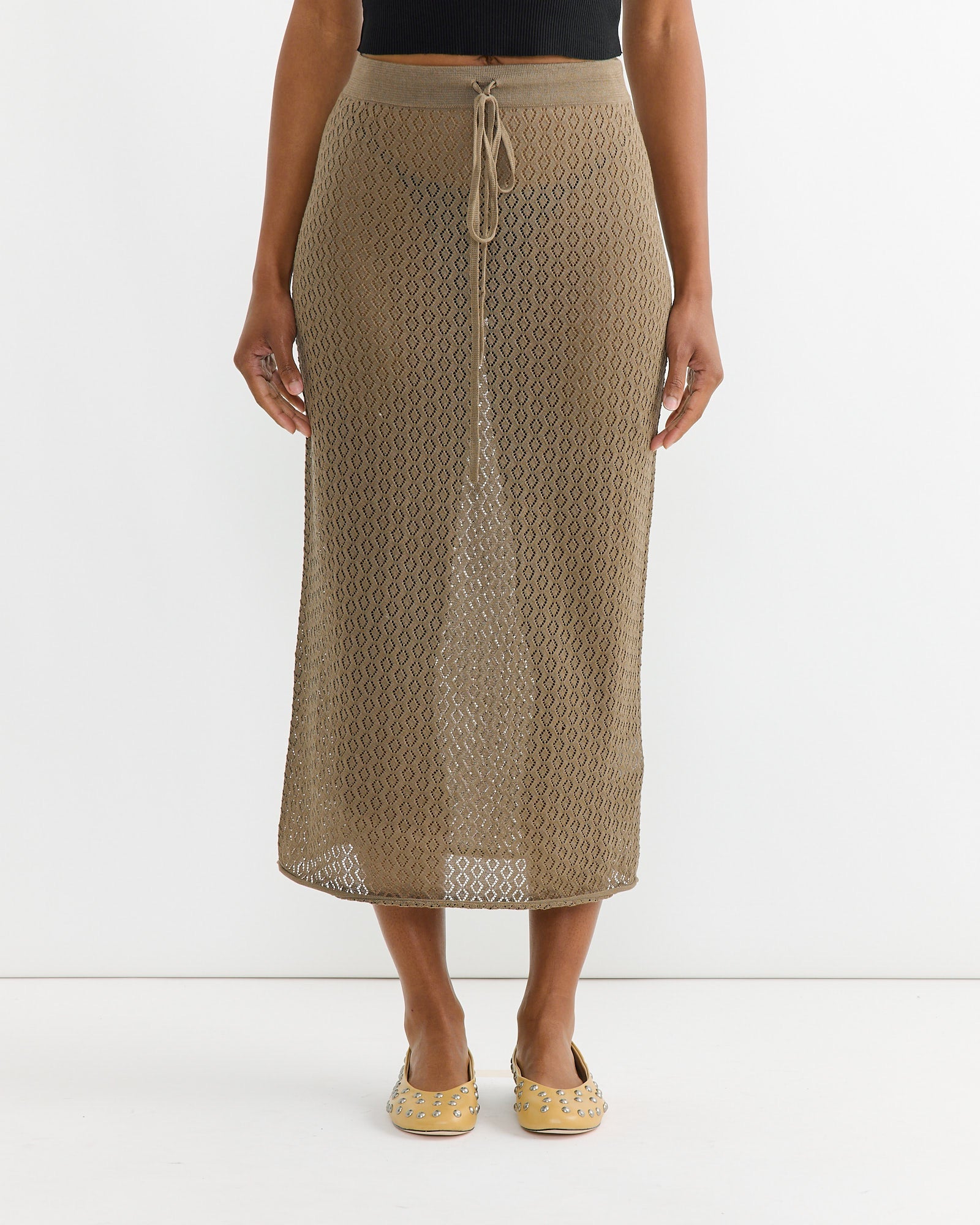 Pointelle Skirt in Earth