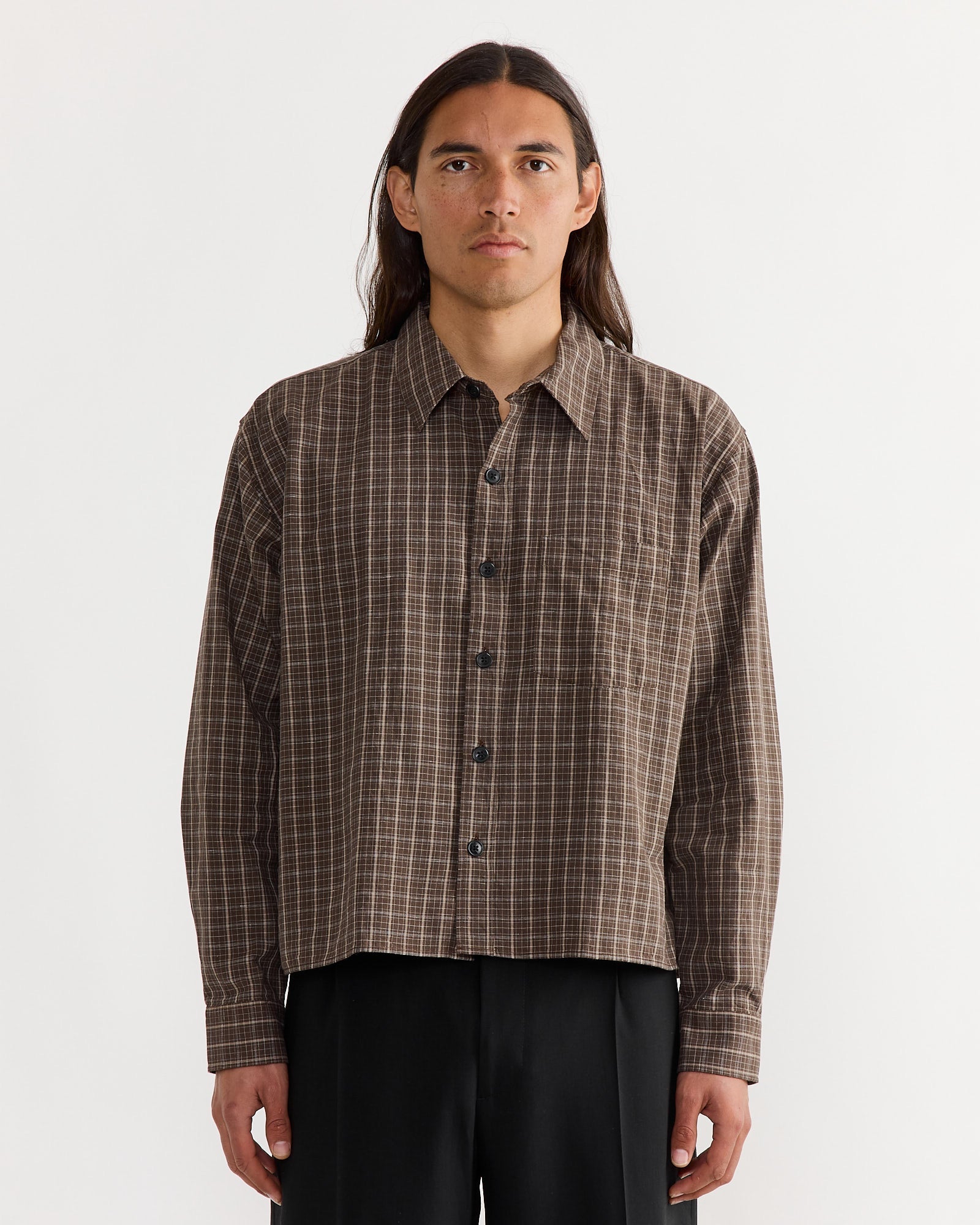 Priority Shirt in Brown Linen Check